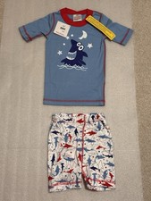 Hannah Andersson Cotton Boy Short Johns Midnight Snack Shark US 6-7 120cm NWT
