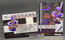 2 CARD LOT SIDNEY RICE VIKINGS AUTO JERSEY BALL DONRUSS 2008 4/10 2007 64/100