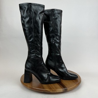Womens Steve Madden Livah Black Distressed Faux Leather Riding Boots Size 7.5 M