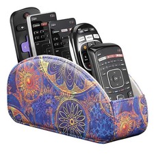 TV Remote Control Holder with 5 Compartments,Pu Leather Remote Caddy/Box/Tray...
