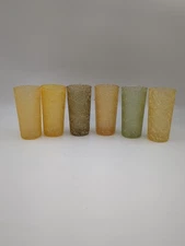 Spaghetti String Glass Tumblers Multicolor - Set/6 1950s MCM Vintage