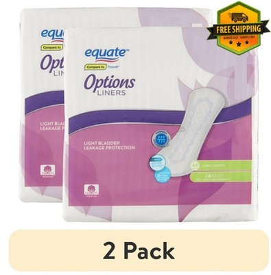 (2-Pack) Equate Options Women s Incontinence Pads, Very Light, Long, 48 Count