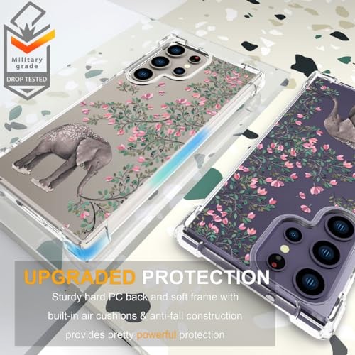 Kompatibel mit Samsung Galaxy Hüllen mit S25 Ultra Clear Elephant Flowers - Bild 4 von 7