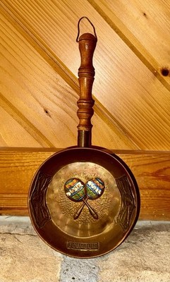 Vintage Ecuadorian Tooled Copper Pan Wall Hanging | Repoussé Maracas Folk Art