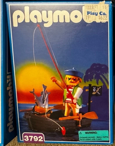 Playmobil 3792  Vintage NIB Pirate Fisherman Row Boat & Fish