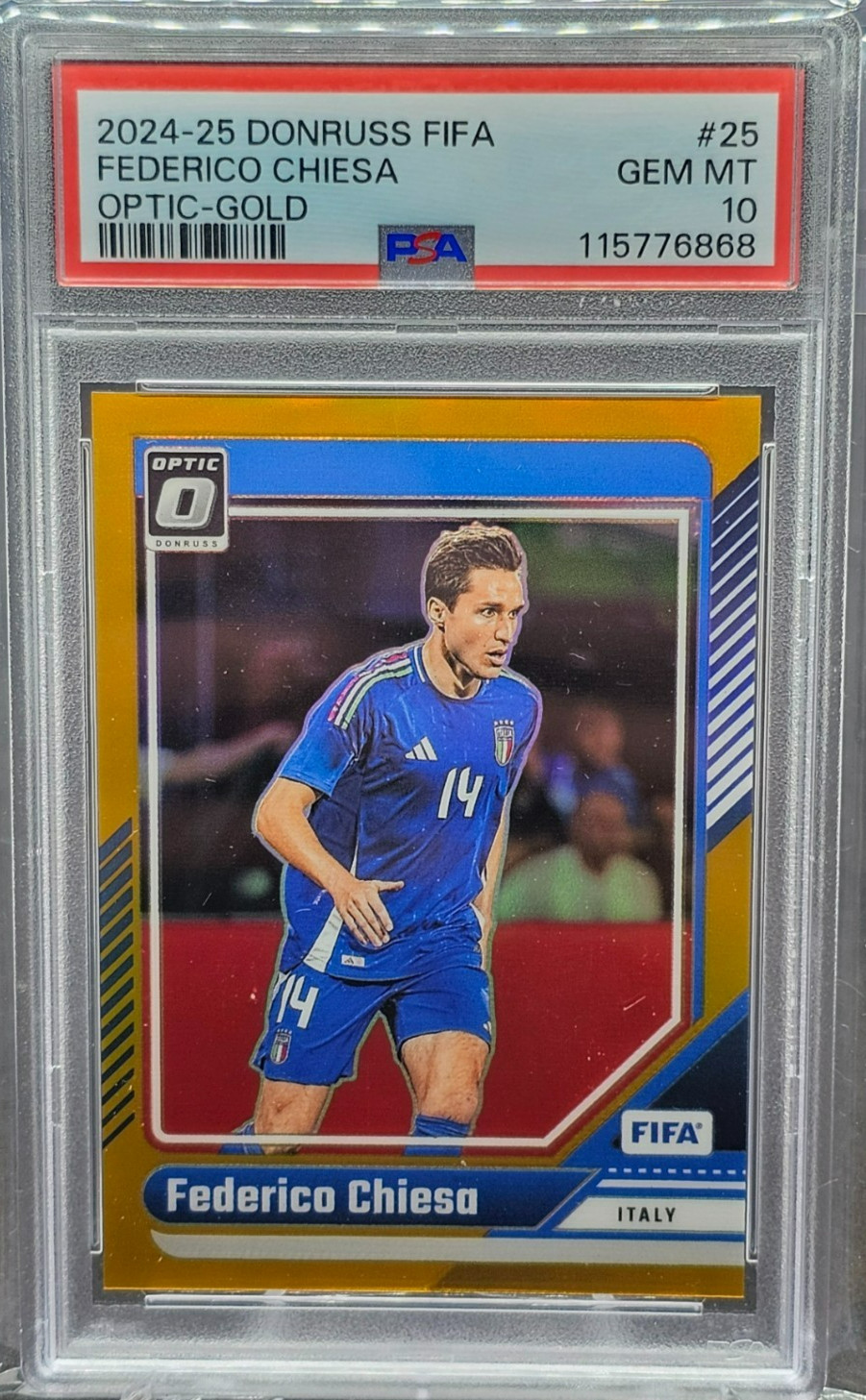 2024-25 Donruss Federico Chiesa Optic Gold Prizm 4/10 PSA 10 GEM MINT Italy