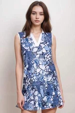 Johnny Was Blue Bee Active Basic Polo Tank Top A6924