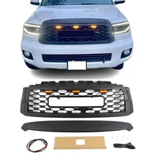 TRD Pro Style Grille for 2010-2021 Toyota Sequoia Matte Black Grill with LEDs