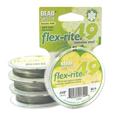 FLEXRITE Clear Beading wire Beadsmith 49 Strand 0.018''  0.024'' - 30 ft / 100 ft