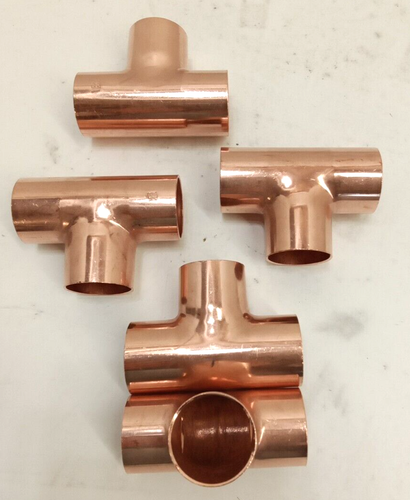 Mueller W04068 1-1/4" C x C x C Wrot Copper Tee Solder Joint 1-3/8" OD 5pk - Picture 4 of 10
