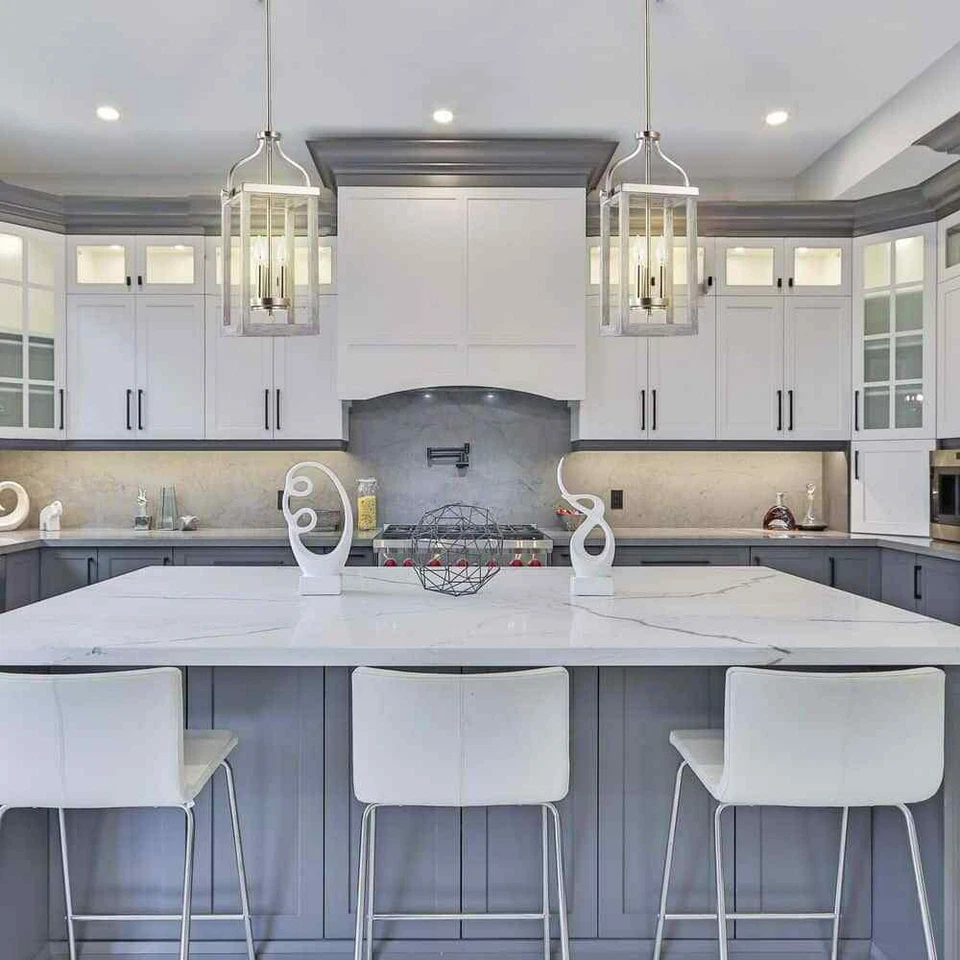 Colgante Eglo Westbury 3 luces de níquel cepillado con madera gris Foto 3 de 4