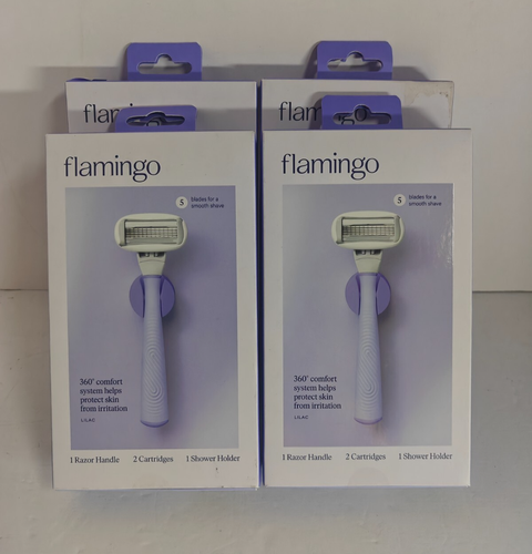 Flamingo Damen Rasierhobel mit 5 Klingen 4 Griffen & Halter 8 Patronen