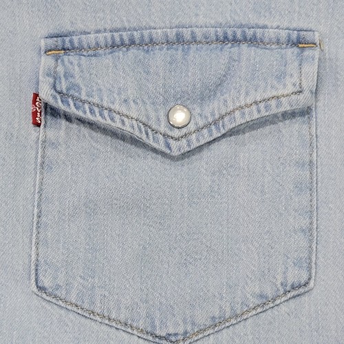 Levis Denim Shirt Womens Extra Large Blue Pearl Snap Chambray Button Up - Picture 11 of 12