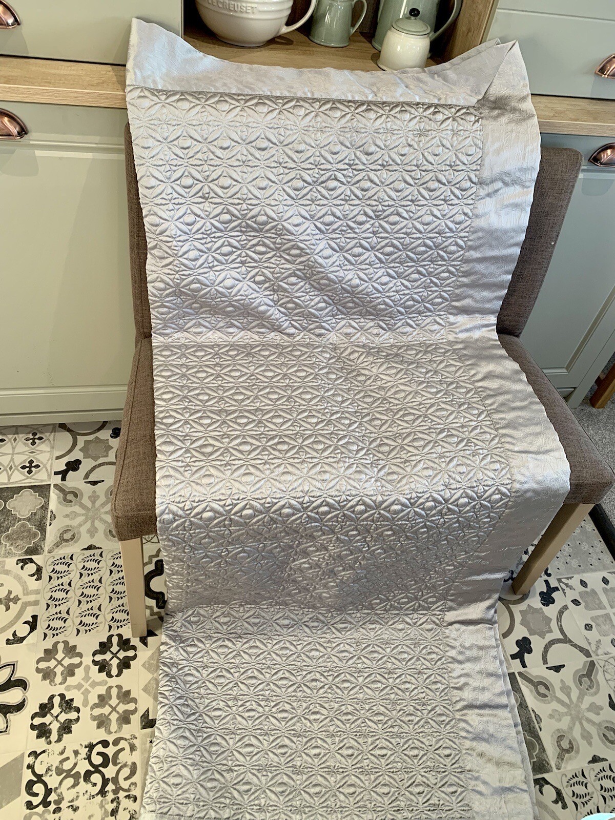 JOHN LEWIS SILVER GREY QUILTED BEDSPREAD THROW eBay