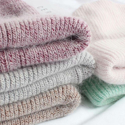 AU Rabbit fur Wool Beanie Hat For Women Solid Winter Cashmere Skullies Warm Cap - Picture 7 of 16