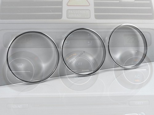For VW Touran 2003-2010 Polished Aluminum Heater dash panel Surrounds Rings 3pcs - Picture 4 of 7