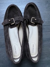 Lands End Women's Shoes Casual Suede Buckle Loafer Brown 7B