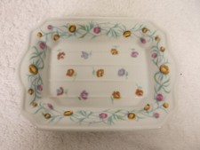 Vintage Charles Revson Ciara Floral Vine Porcelain Bar Soap Dish