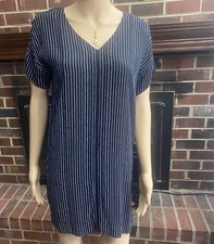 Madewell Dress Novel Striped V Neck Shift Dress Black/white Size XXS Women’s