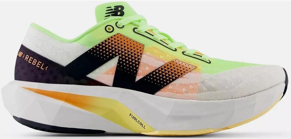 New Balance FuelCell Rebel v4 White Bleached Lime Glo for  display picture 3