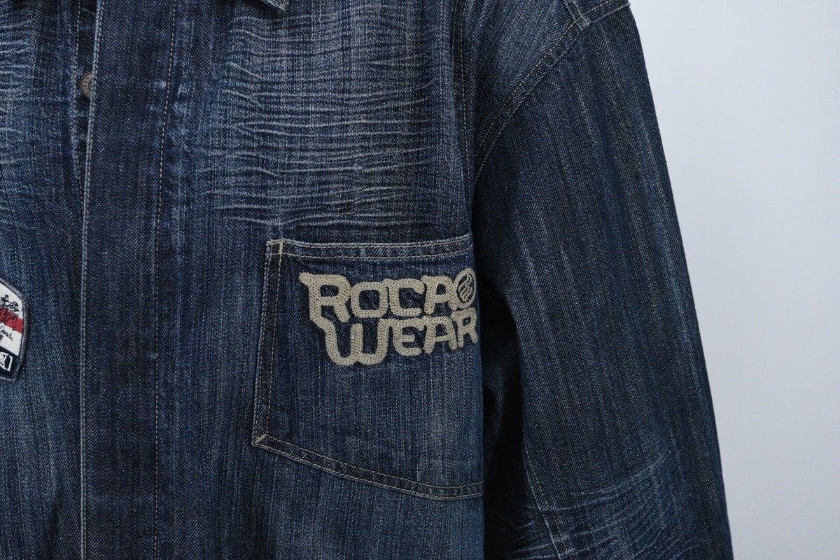 Vintage Rocawear ROC Denim Corp Denim Jacket Multi Patches