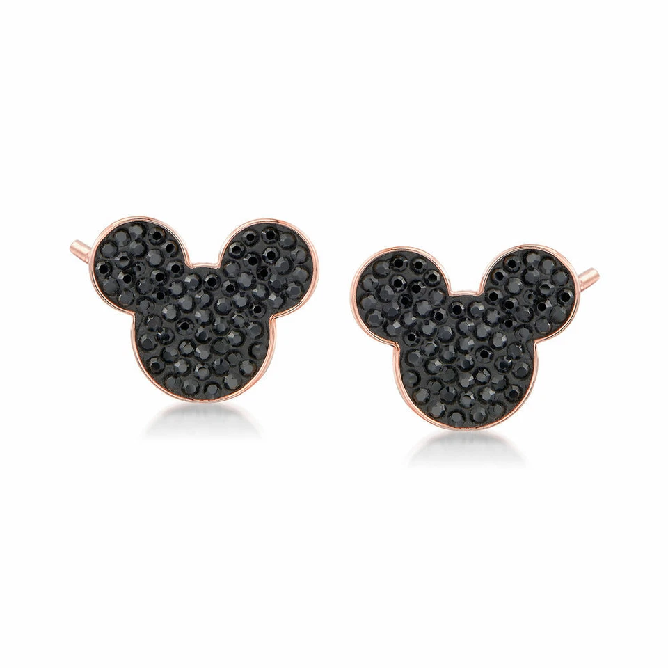 Aretes ZARD Disney Mickey Mouse en Cristal Negro Oro Rosa Foto 2 de 4