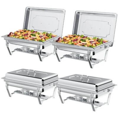 8QT Stainless Steel Chafing Dish Set 4 Pack For Parties, Events, Wedding Camping