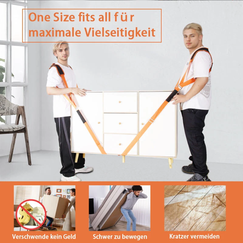 4tlg Tragegurte Umzug 2 Person Tragegurt Transportgurt Hebegurt Möbel Tragegurte - Bild 3 von 4