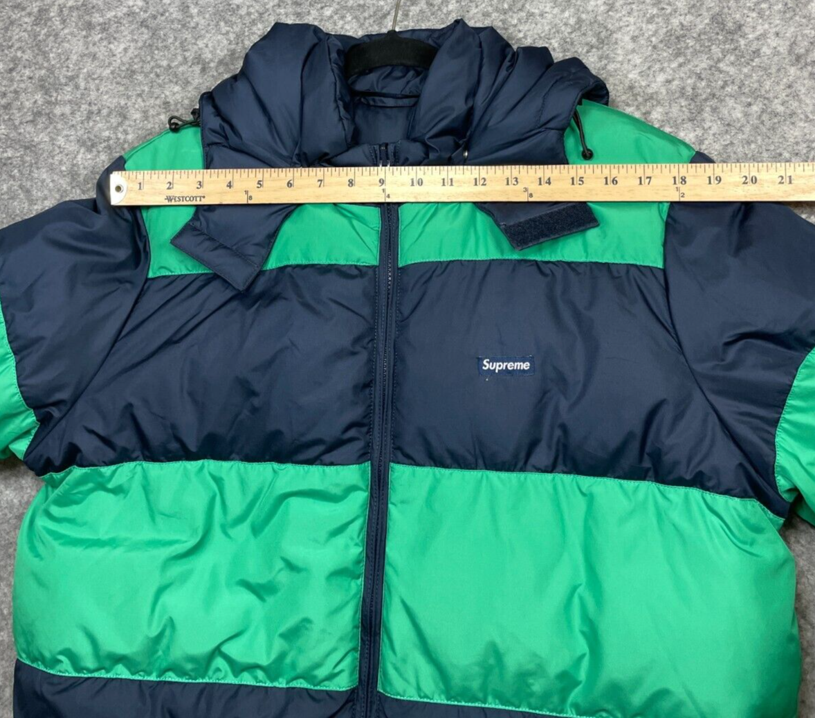 Supreme Reversible Puffer Jacket Mens XL Navy Blue Green Supreme Reversible Puffer Jacket Mens XL Navy Blue Green