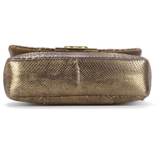CHANEL Bag Classic Single Flap Small Gold PYTHON Leather GHW CERTIFIED AUTHENTIC - Picture 4 of 9