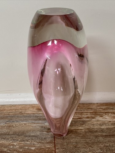 FLAVIO POLI SEGUSO Murano Art Glass PINK SUBMERGED TEARDROP SOMMERSO Vase 1950s - Picture 18 of 24