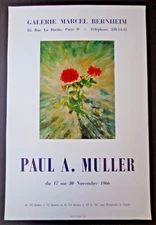 Paul A. Muller lithograph exhibition poster 1966 Galerie Marcel Bernheim INV3157