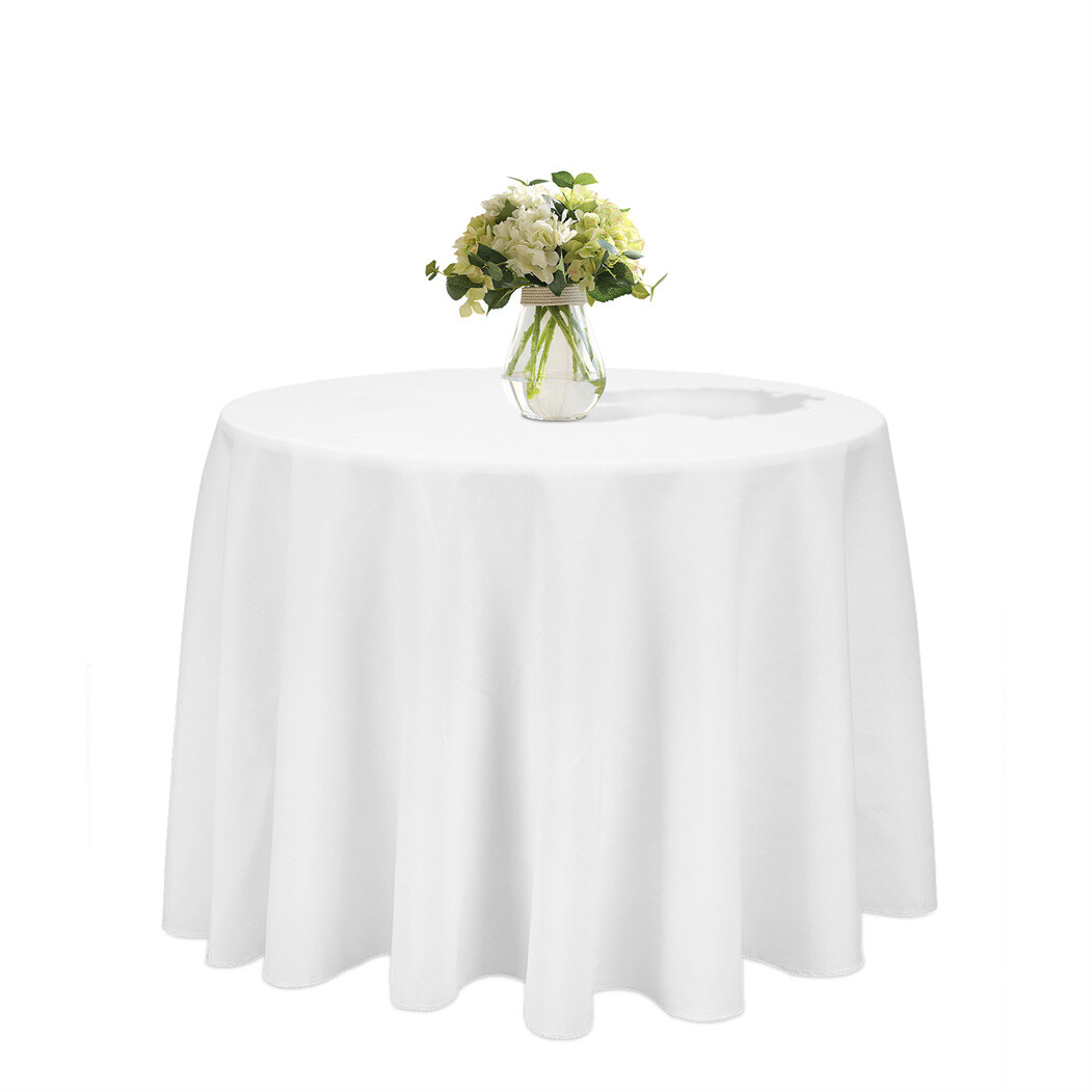 Tischdecke rund Tischwäsche 100% Polyester Weiß Bankett Tischtuch 90cm