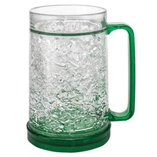 Beer Mug Stein Insulated Freezer Double Wall Glass with Handle for Frozen Drinks