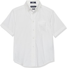 SET OF TWO Nautica Boys' School Uniform Shirts Size S 8 White Short Sleeve