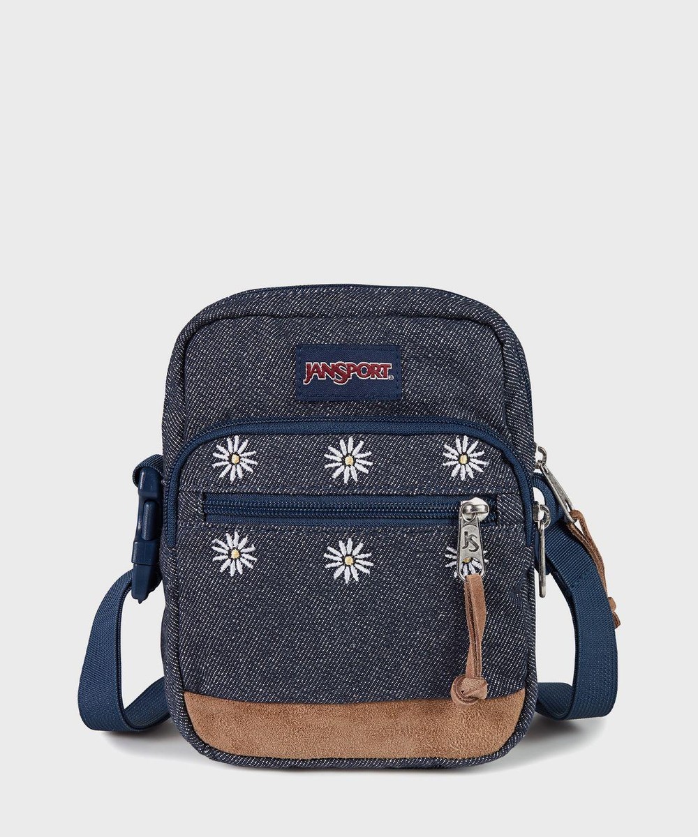 Genuine Jansport Core Crossbody FX EMBROIDERED DENIM DARK | eBay