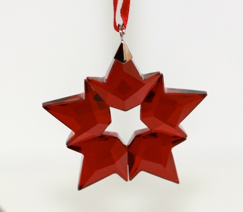 Swarovski Set Petit Étoile Noël Ornement 2019 Transparent + Rouge Neuf - Photo 4 sur 5
