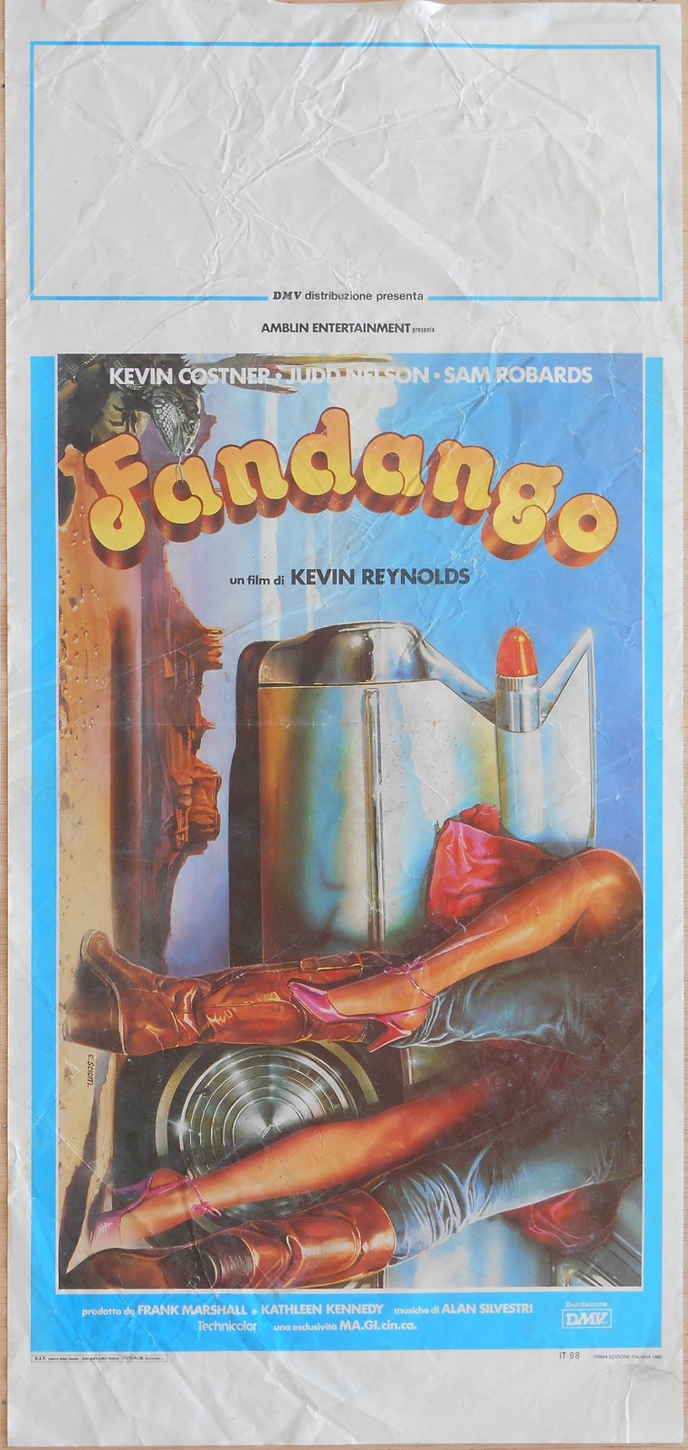 Locandina originale film Fandango (1985) - Regia di Kevin Reynolds
