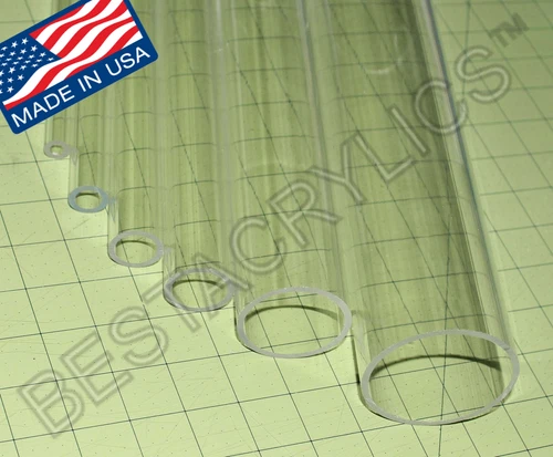 2” OD x 1 3/4" ID x 12"  CLEAR ACRYLIC PLEXIGLASS TUBE 2" DIAMETER "SCRATCHED"