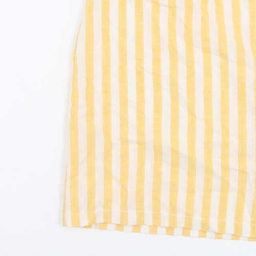 Miss Selfridge Womens Yellow Striped Polyester A-Line Skirt Size 12 Button - Picture 10 of 10