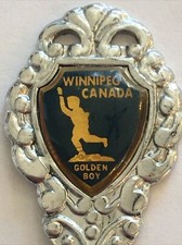 Vintage Souvenir Spoon Collectible Winnipeg Canada Golden Boy