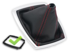 SCHALTMANSCHETTE FUR FORD C-MAX 2007-2010 SCHALTSACK LEDER NAHT ROT + RAHMEN