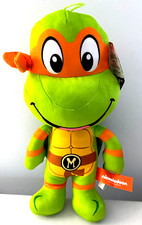 Juguete de peluche grande naranja tortuga ninja MICHELANGELO 14 pulgadas de alto oficial nuevo con etiquetas