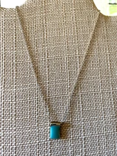 Premier Designs PD Silver Tone Blue Turquoise Color Pendant Necklace Jewelry