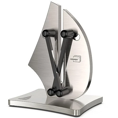 Professional Knife Sharpener | 3-Action Streamlined Sailboat Design for Effor...