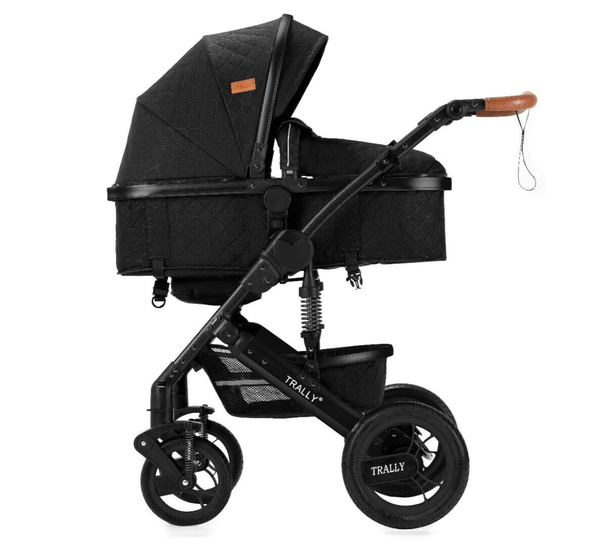 Trally Kinderwagen 3in1 Kombi-Kinderwagen Buggy Reisebuggy Autositz Black