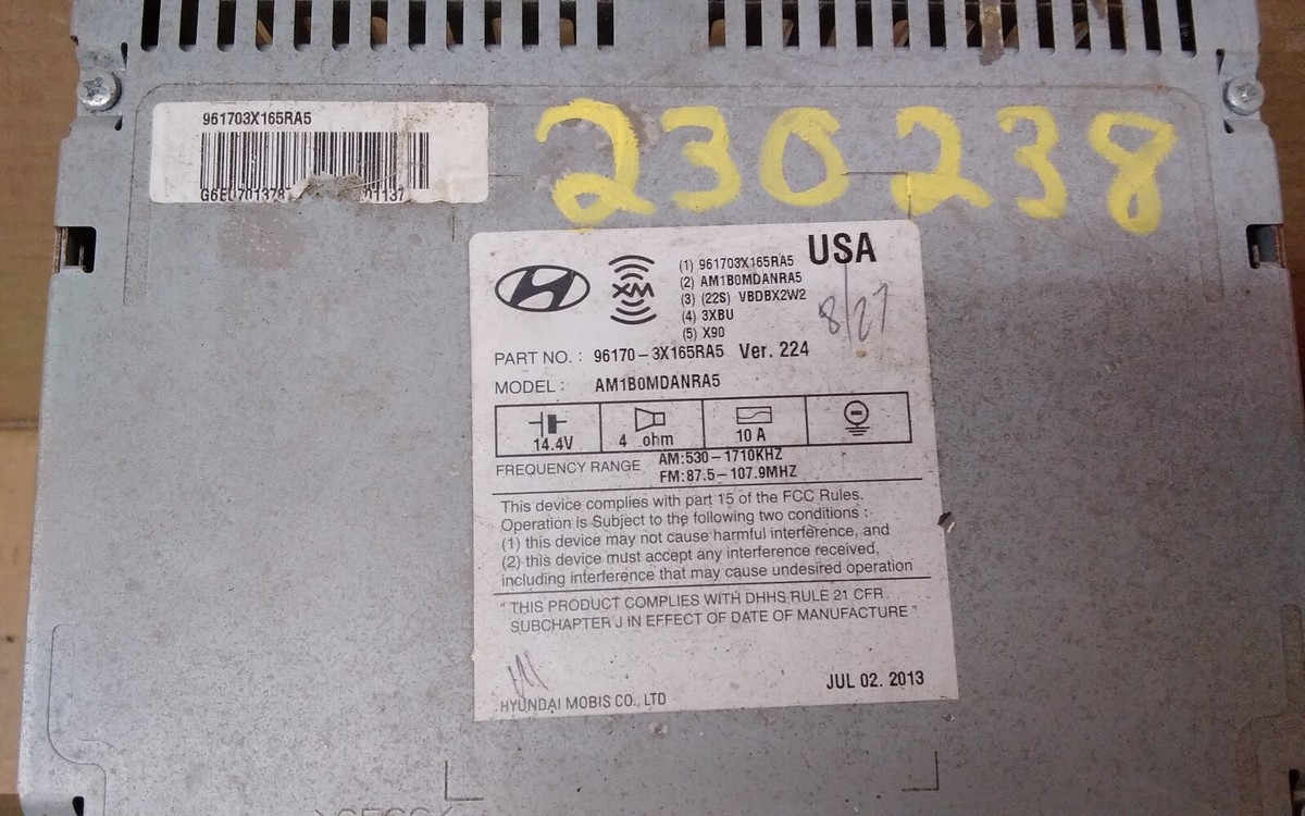 2013 HYUNDAI ELANTRA AM FM CD MP3 RADIO ID-96170-3X165RA5 | eBay