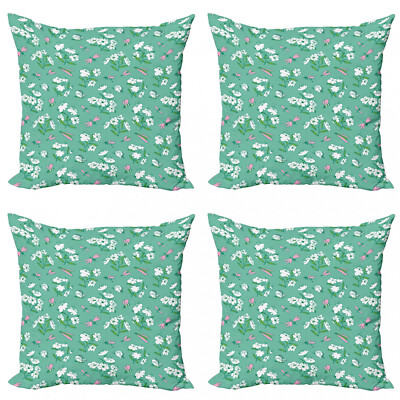 Hipster 4 Teiliges Kissenbezugs Set Blooming Pflanzen Schmetterlinge