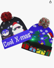 2pcs Christmas LED Light Up Beanie Hat For Children, Women And Men