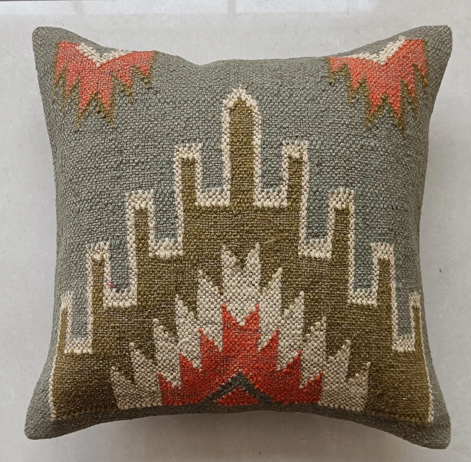 Juego de 4 piezas Funda de cojín de yute Kilim cuadrada de 18" para decoración del hogar Funda de almohada Boho Foto 4 de 4